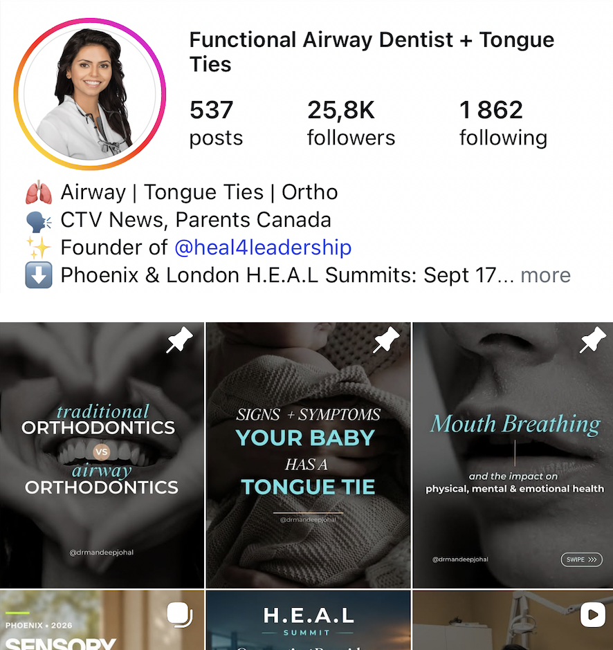 Dr. Mandeep Johal's Instagram profile, @drmandeepjohal